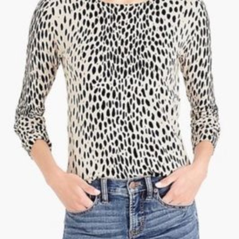 J. Crew Teddie Sweater cream Leopard